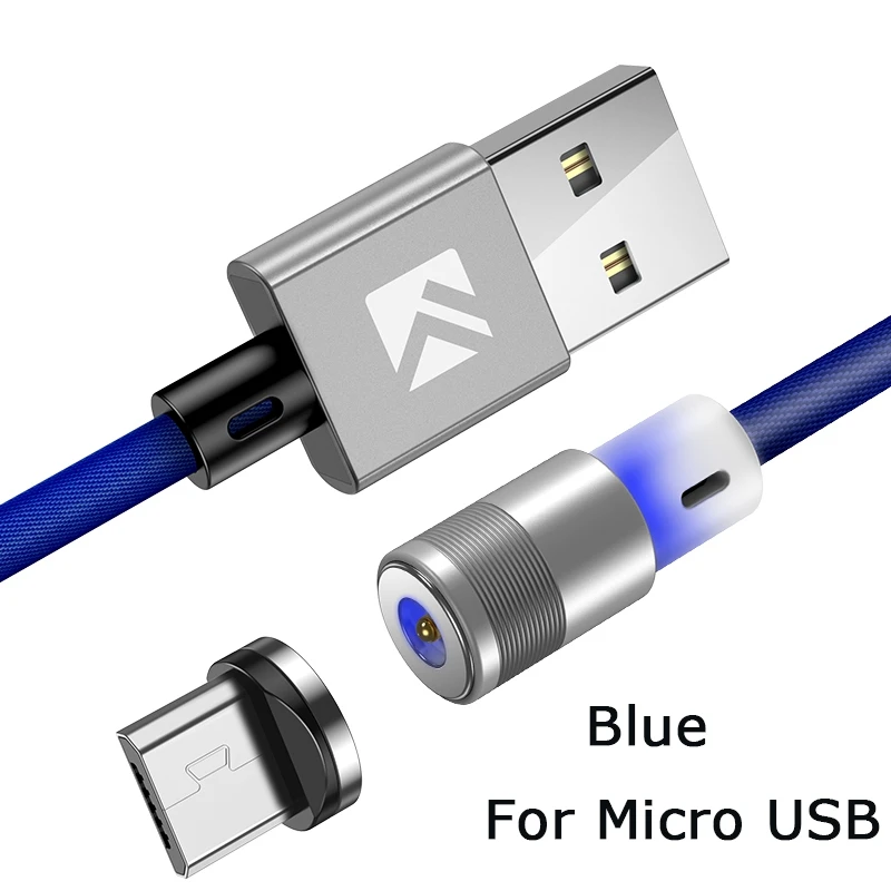 Магнитный кабель FLOVEME usb type-C для samsung S10 S9 Plus, Шнур Micro USB, зарядное устройство для iPhone XS Max XR X, Магнитный зарядный кабель - Цвет: Blue For Micro USB