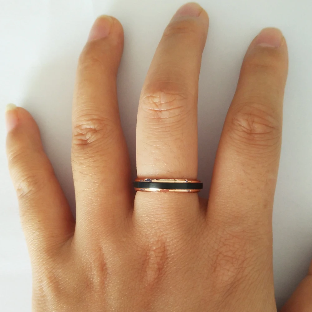 4 мм обещанные кольца для женщин леди черный и розовое золото цвет вольфрам