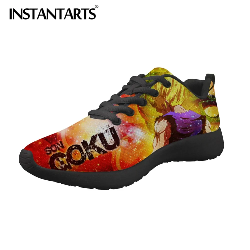 INSTANTARTS/мужская повседневная обувь; Dragon Ball Z; мужские кроссовки с супер принтом; сетчатая обувь для мальчиков; Saiyan Son Goku; кроссовки на плоской подошве
