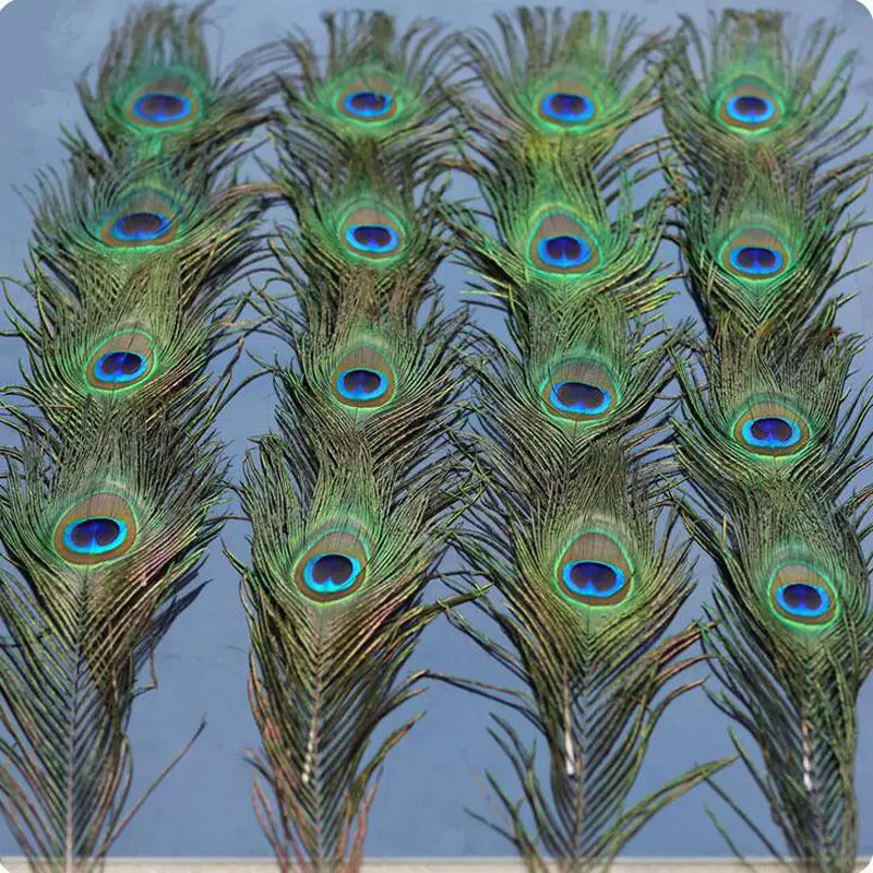 

50Pcs Natural Peacock Eye Tail Feathers DIY Party Home Craft Decoration 25-30cm 10-12 Inches