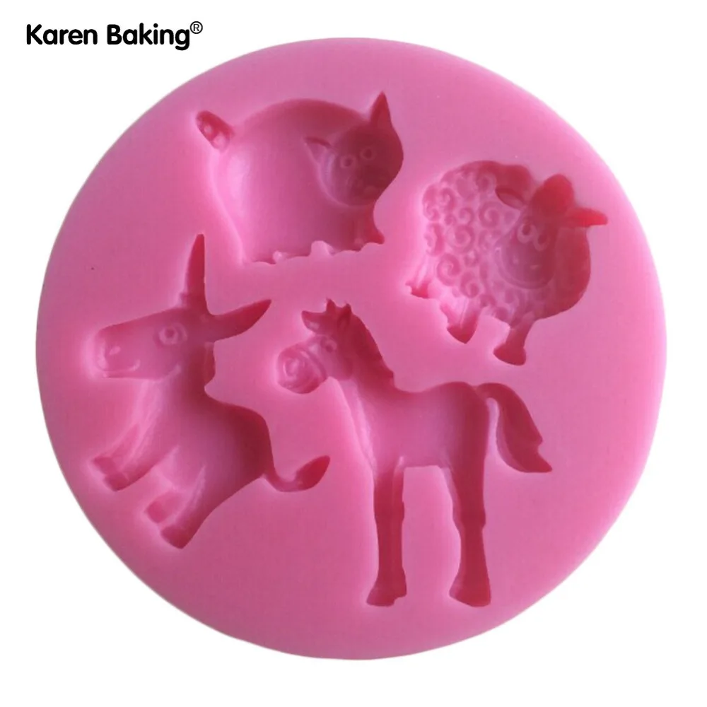 Силиконовая 3D-форма для украшения тортов в форме лошади коровы свиньи овцы