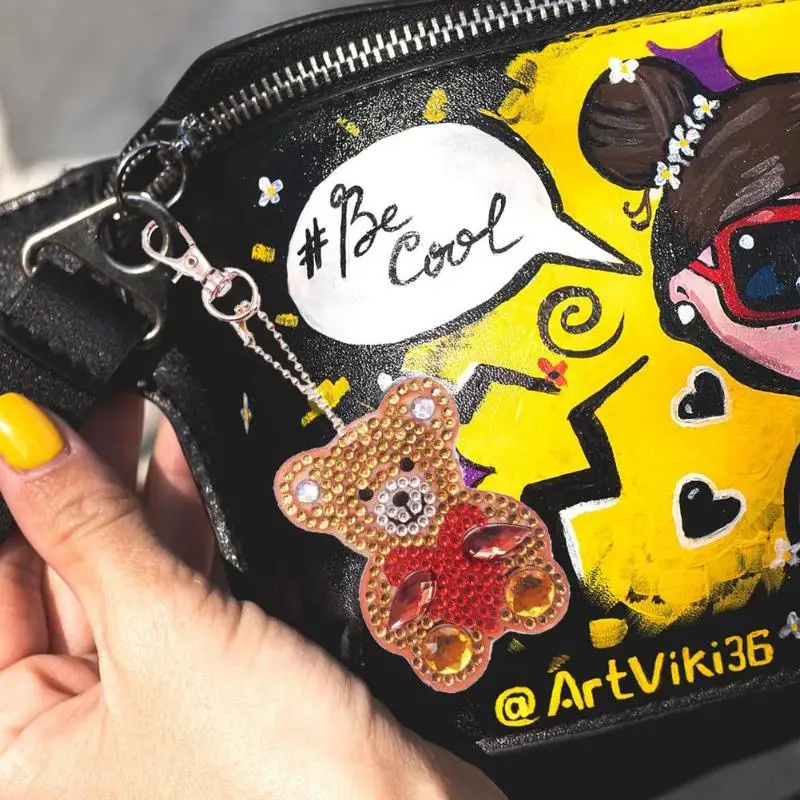

4Pcs/set Newest Cute DIY Diamond Key Ring Bear Shape Keyring Decor Hanging Kit for Girls Women Handbags Drop Shipping