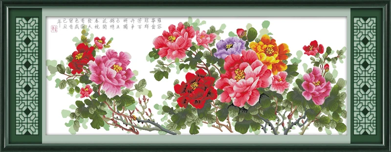 

Peony's verve cross stitch kit flower 18ct 14ct 11ct count printed canvas stitching embroidery DIY handmade needlework
