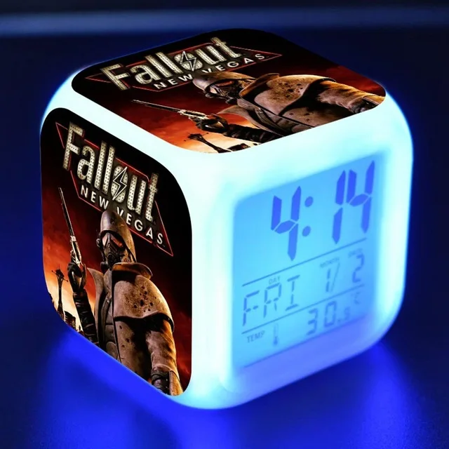 Черный Светодиодный светильник Fallout для игры в кино, 7 цветов, сменные фигурки, игрушки, цифровые детские будильники, ночной Светильник для детской спальни, настольные часы - Цвет: Черный