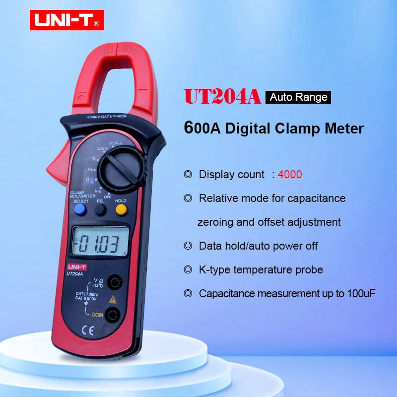 UNI T UT204A Цифровые токоизмерительные клещи True RMS Авто Диапазон измерения