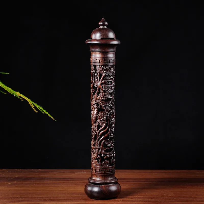 

Ebony Wood Dragon Sculpture Stick Incense Burner Wood Pomades Joss Sticks Incense Holder Handmade Censer Aromatherapy Furnace