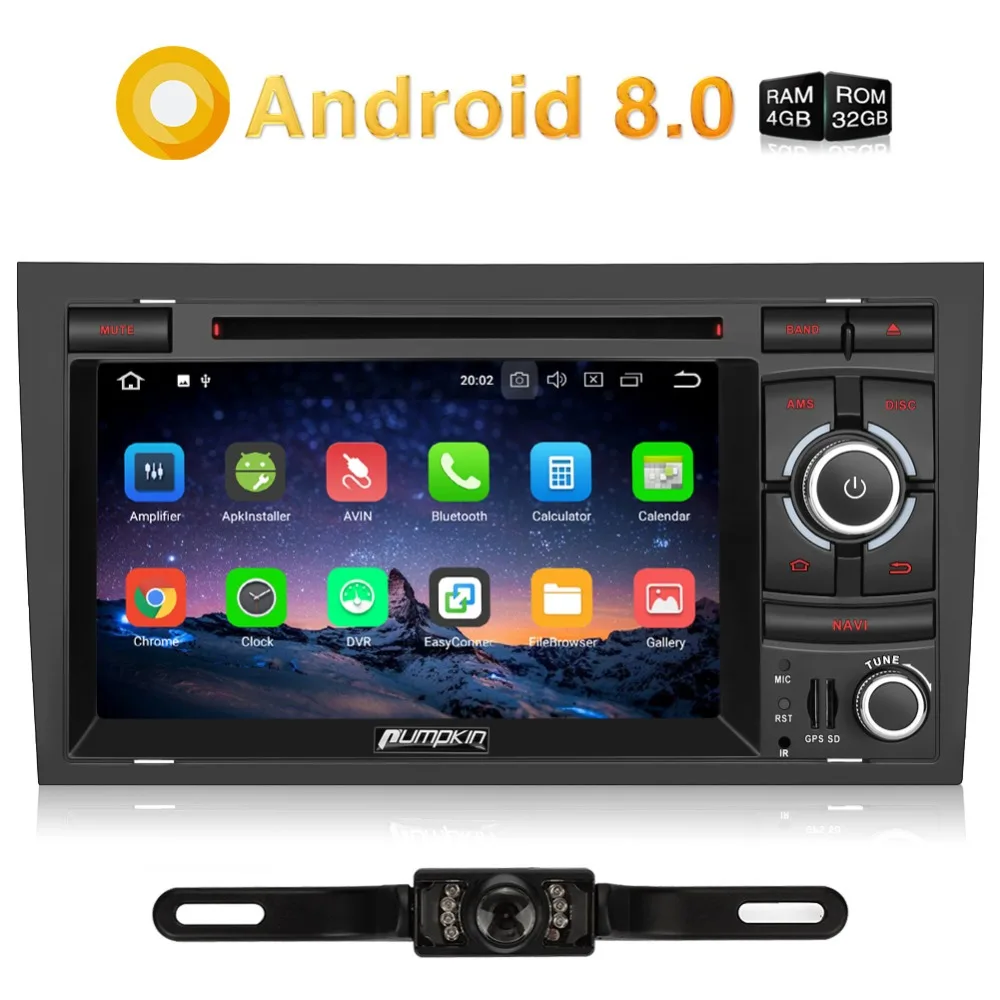 Pumpkin 2 Din 7''Android 8 0 автомобильный стерео для Audi A4 2003 2008 Восьмиядерный GPS навигация