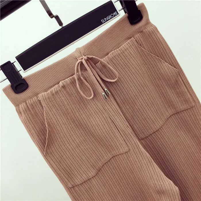 Женский трикотажный комплект из рубашки и брюк однобортная Однотонная рубашка с