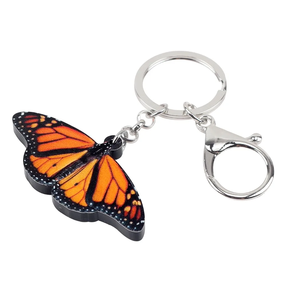 WEVENI акриловая цепочка для ключей с оранжевым монардом и бабочкой брелок модные