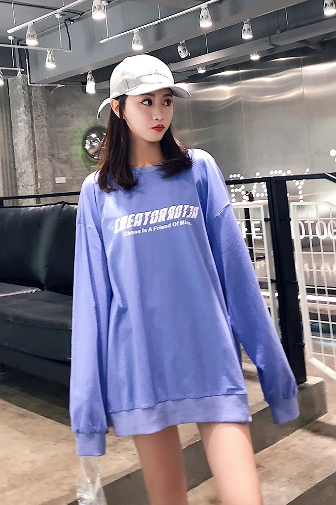 Синяя Длинная толстовка с капюшоном harajuku sudadera mujer exo женские толстовки