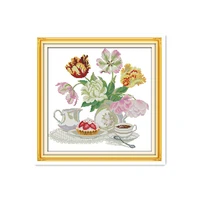beautiful vase afternoon tea dessert handmade embroidery material package chinese characteristics wholesale cross stitch