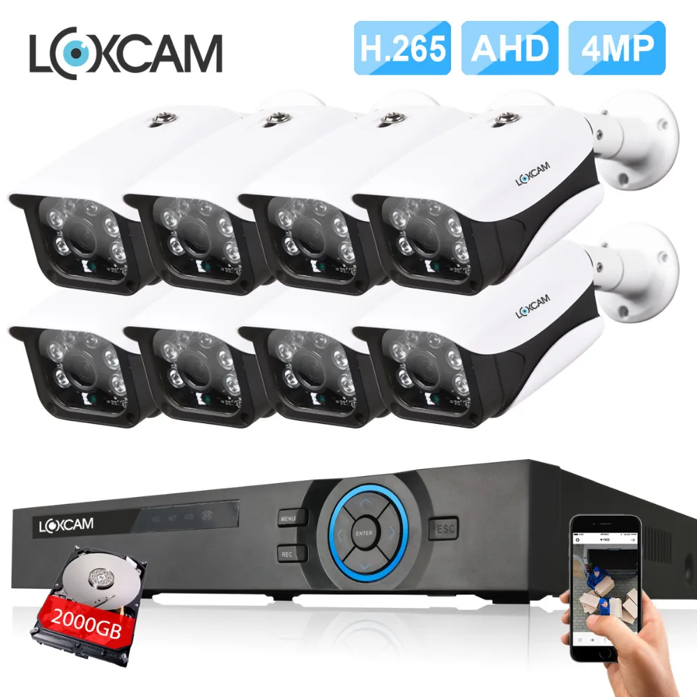 LOXCAM H.265 + 8 каналов 5 Мп HDMI DVR комплект Ultra HD 4 МП наружная Камера Безопасности