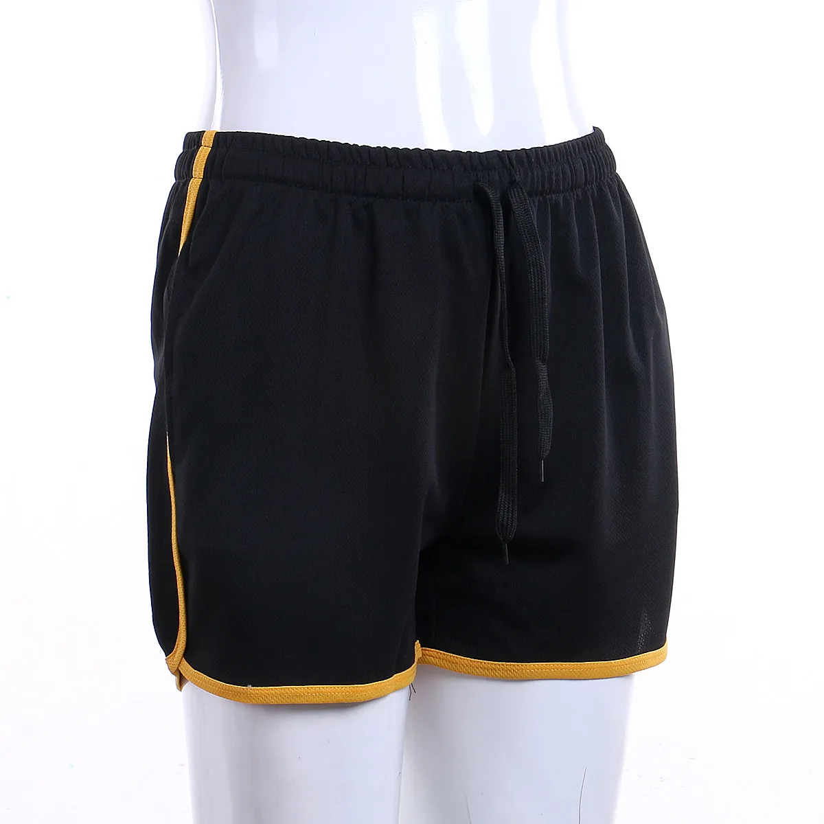 Black Yellow Мужские шорты для бодибилдинга, фитнеса, спортзала, бега, бега, спортивной одежды, сетчатые однотонные шорты для улицы - Цвет: Black Yellow