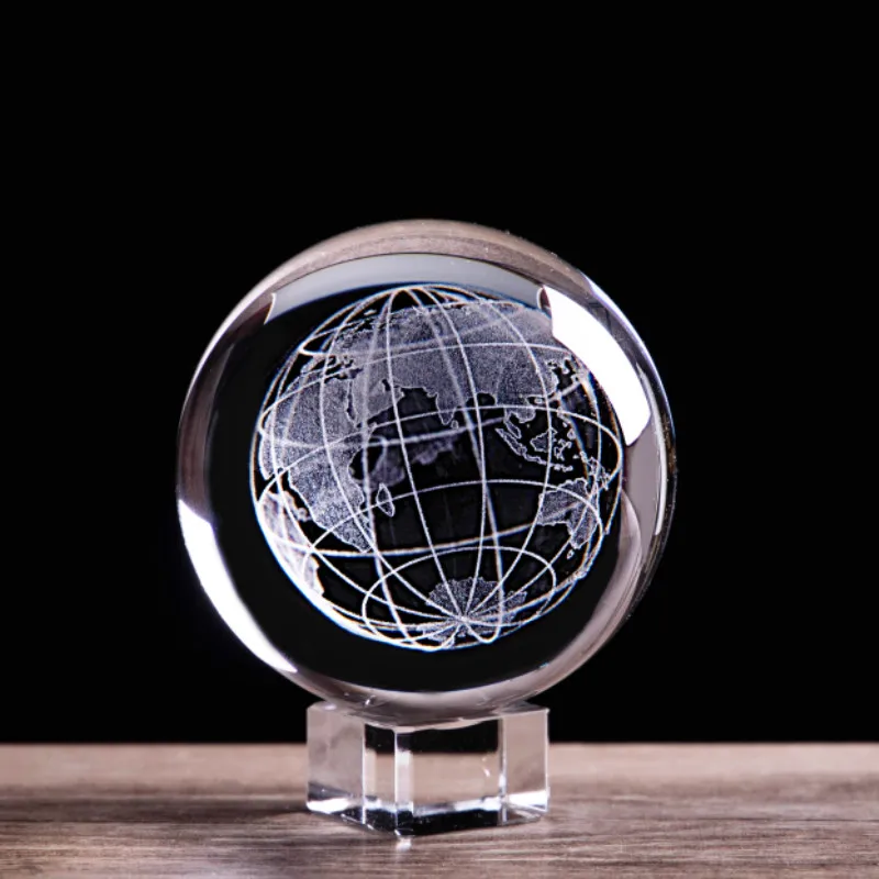 3D лазерная гравировка шар с кристаллом миниатюрный стеклянный сфера Paperweight