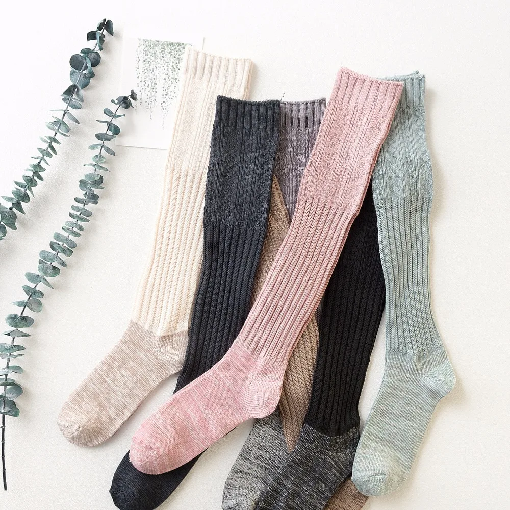 Новые зимние длинные чулки с нашивками рабочие ворсом женские облегающие милые