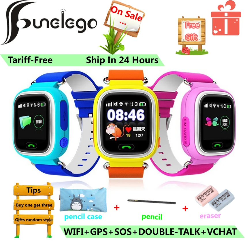 Детские Смарт часы Funelego Q90 с GPS цветным сенсорным экраном Wi Fi функцией SOS PK Q528 Q50