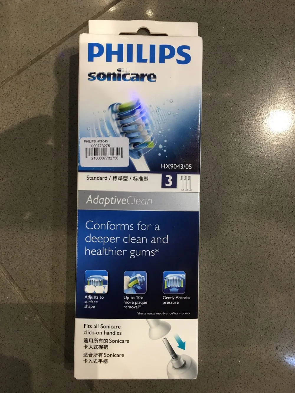 Philips адаптивной чистый сменные насадки для зубной щетки HX9043/05 белый 3-кол насадка для зубных щеток зубная щетка