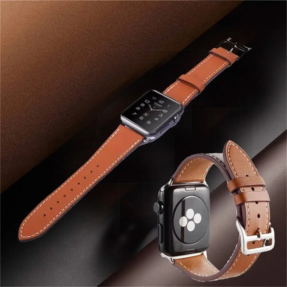 Кожаный ремешок для iWatch 4 спортивный Apple watch 42 мм 38 40 44 серия 1 2 3 5|Ремешки часов| |