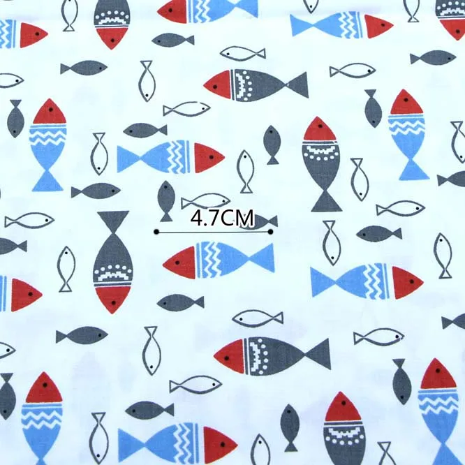 Новинка! Абстрактная ткань Tessuti из 100% хлопка с принтом большой и маленькой рыбы