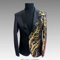 mens sequins lapel collar one button stage shows blazers slim fit jackets coats