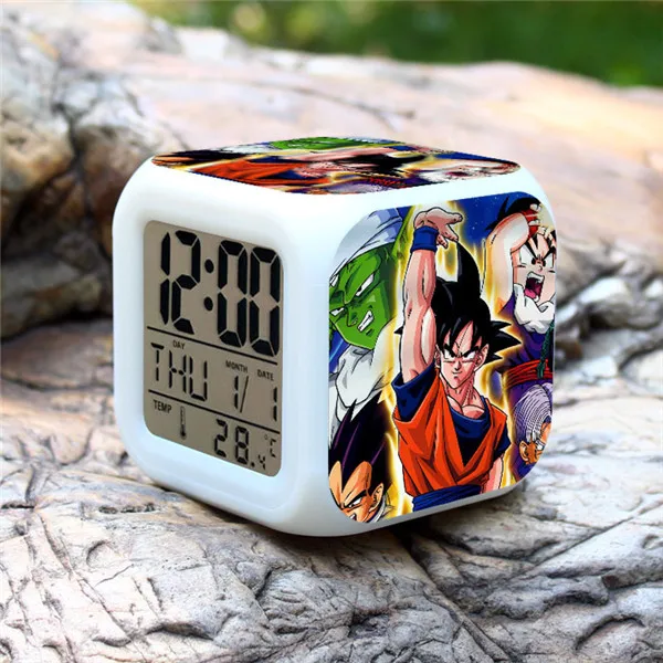 Dragon Ball Z серии LED 7 цветов вспышки света цифровой будильник Дети Часы Фигурки игрушки для детей - Цвет: Темно-синий