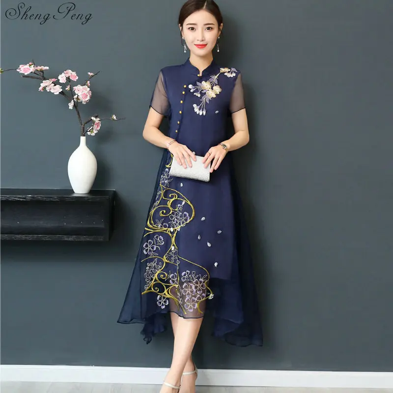 Женское длинное платье Qipao китайские традиционные платья размера плюс винтажное