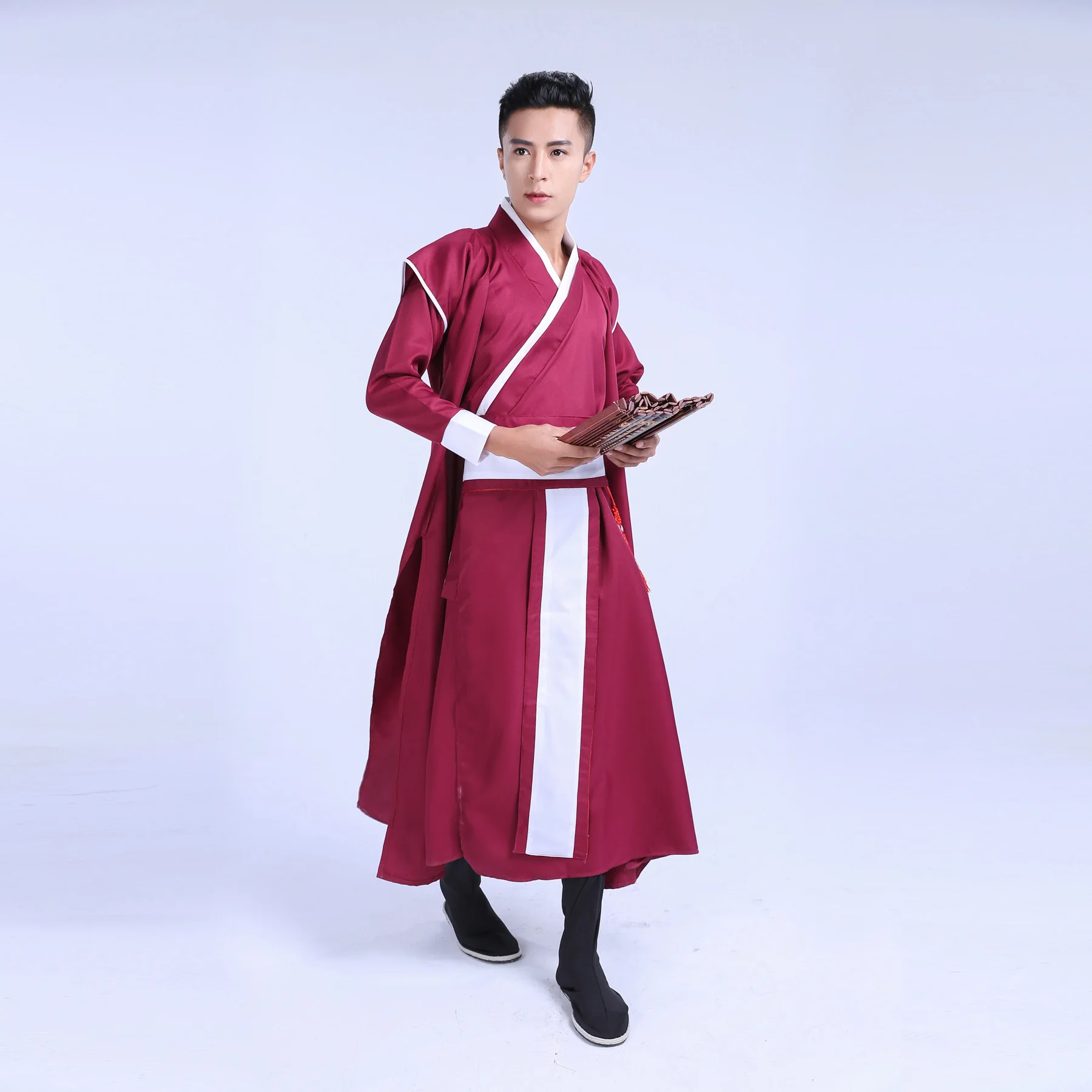 Национальный Красный костюм ханьфу для мужчин традиционная Династия Тан одежда - Фото №1