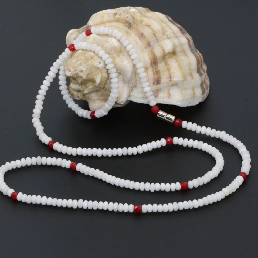 Амулеты Длинная цепочка Магнитная застежка белый нефрит халцедон Камень 2*4 мм