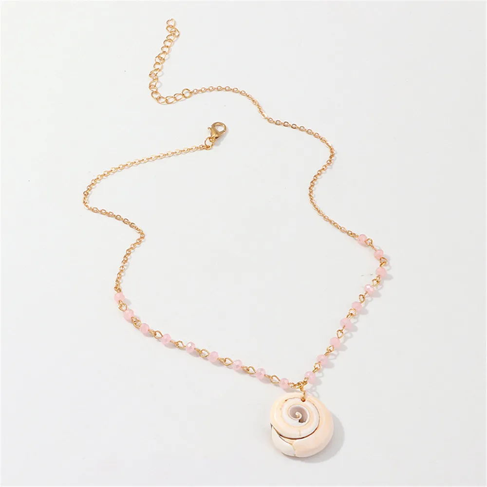 MLING Bohemian Natural Conch Pendant Necklace For Women Charm Pink Stone Fashion Ocean Jewelry | Украшения и аксессуары