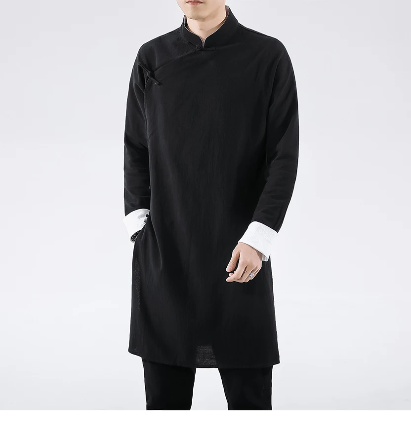 Sinicism Store мужское черное пальто стритвейм Мужская льняная куртка длинное пальто мужской китайский стиль харудзюку ветровка