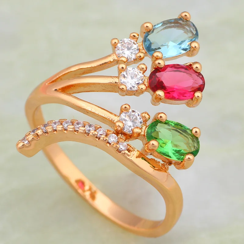 Новый 2021 Multi драгоценного кольца для девочек подростков Модные ювелирные изделия