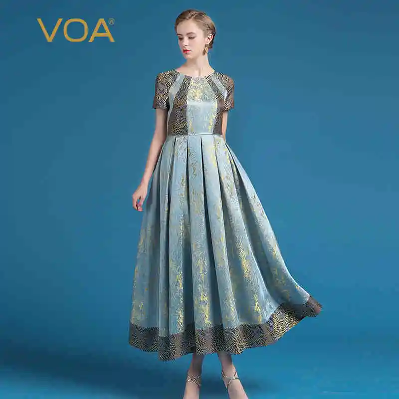 Женское платье VOA длинное жаккардовое с высокой талией винтажное коротким
