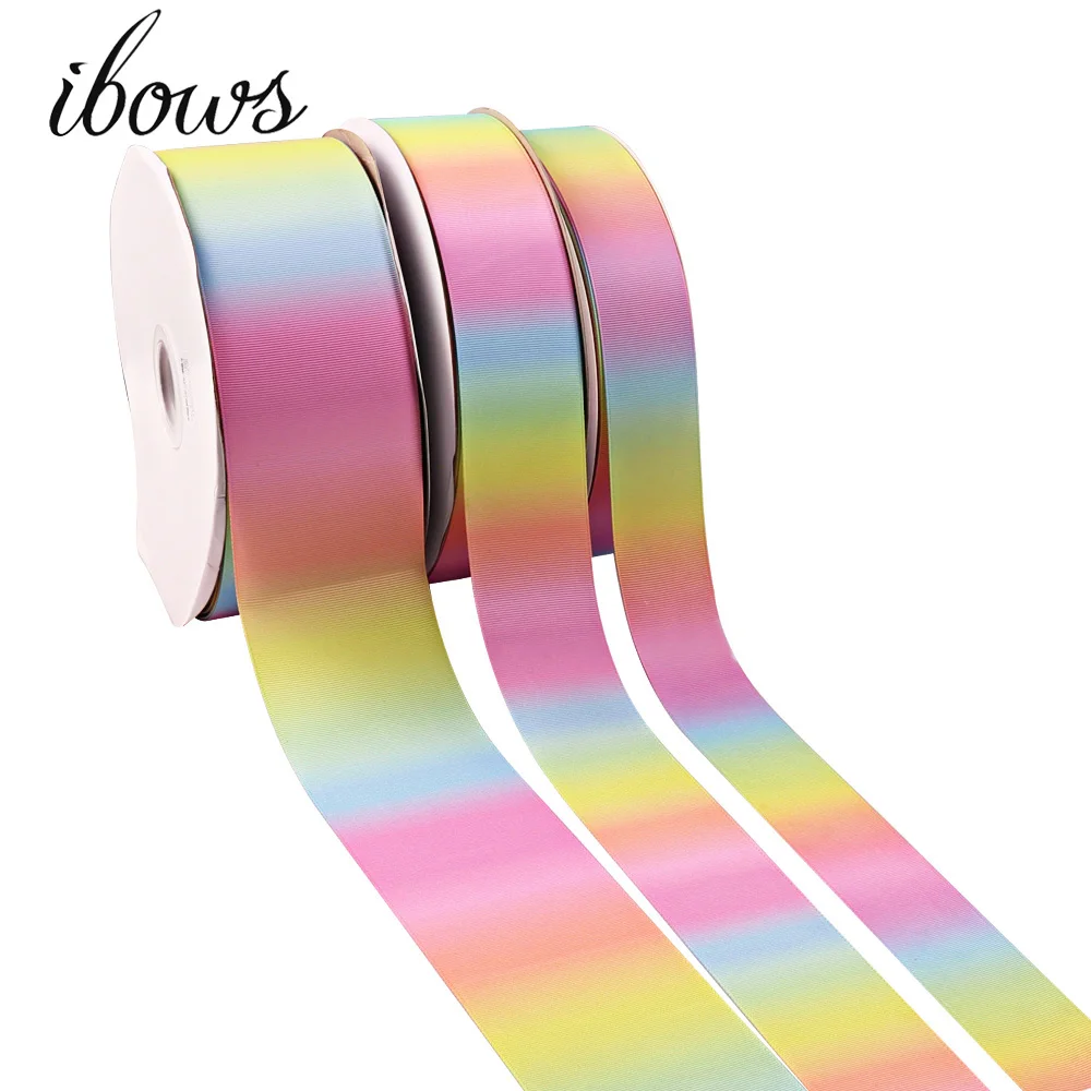 

5Y/lot 38mm 50mm 75mm Multi Size Rainbow Gradient Grosgrain DIY Hairbow Ribbon Handmade DIY unicorn ribbon Party Home Decoration