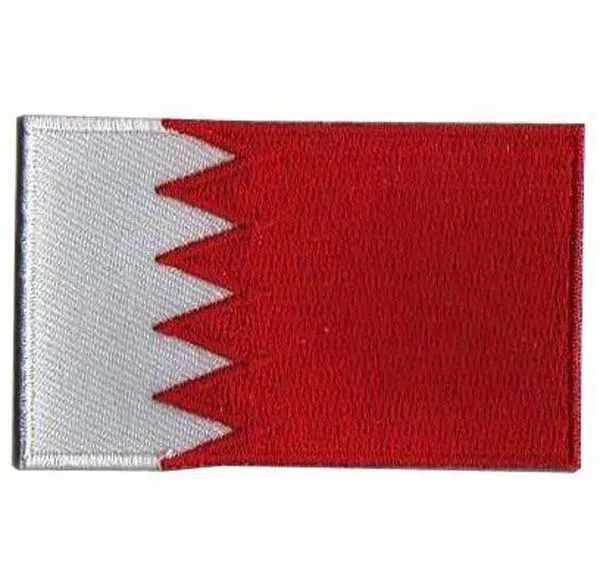 

Bahrain Flag Embroidery Patch MOQ50pcs Made by Twill with Flat Broder and Iron On Backing free shipping by Post