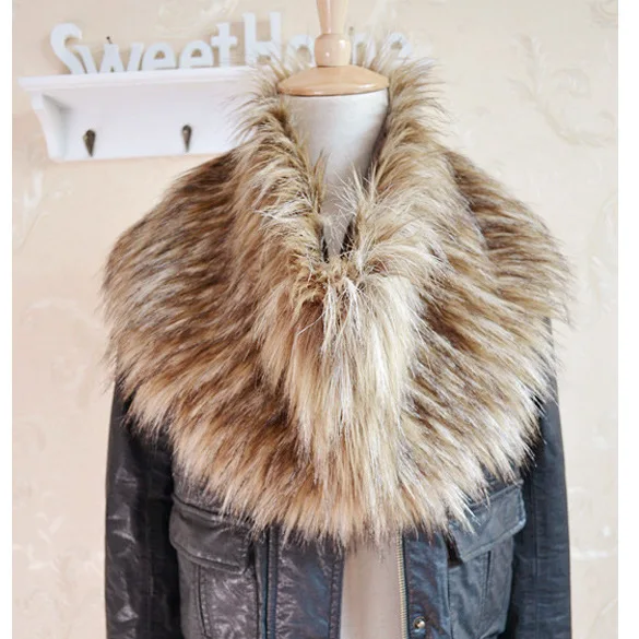 Большой воротник из искусственного меха 2019 зимнее кольцо женские роскошные