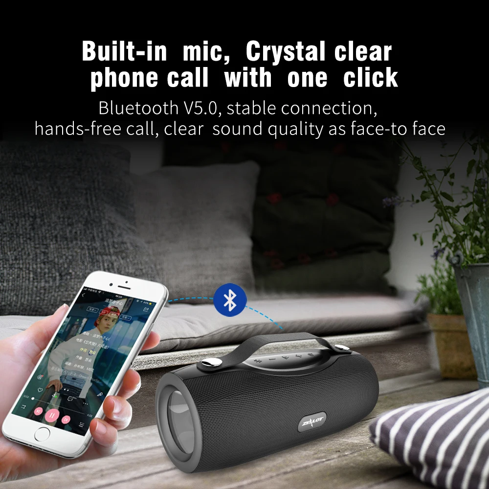 ZEALOT S29 портативная Bluetooth колонка с басами сабвуфер FM радио беспроводная уличная