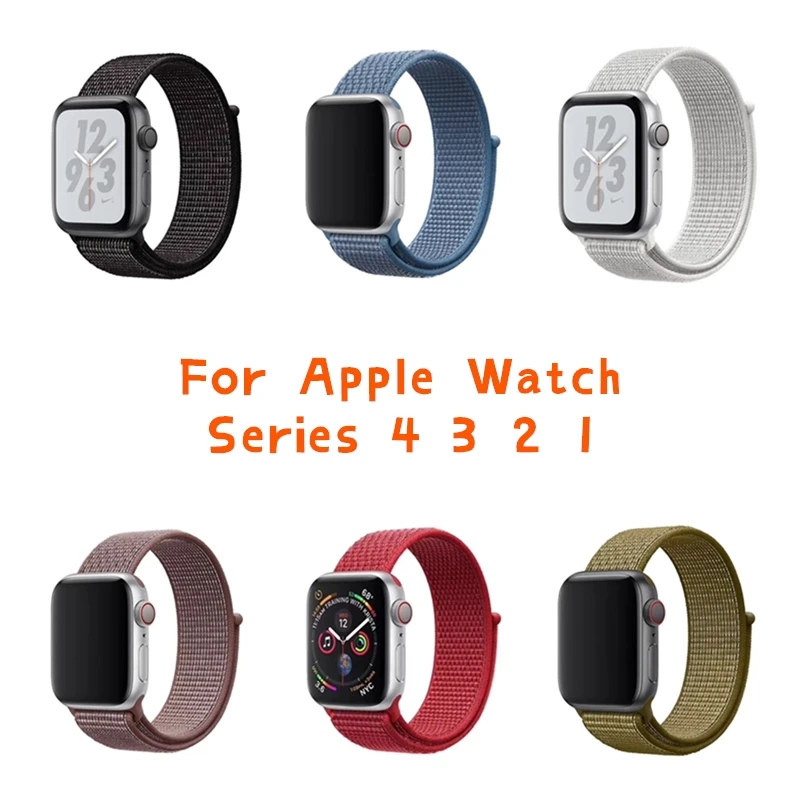 Спортивный тканый нейлоновый ремешок для Apple Watch 4 44 40 мм наручных браслетов
