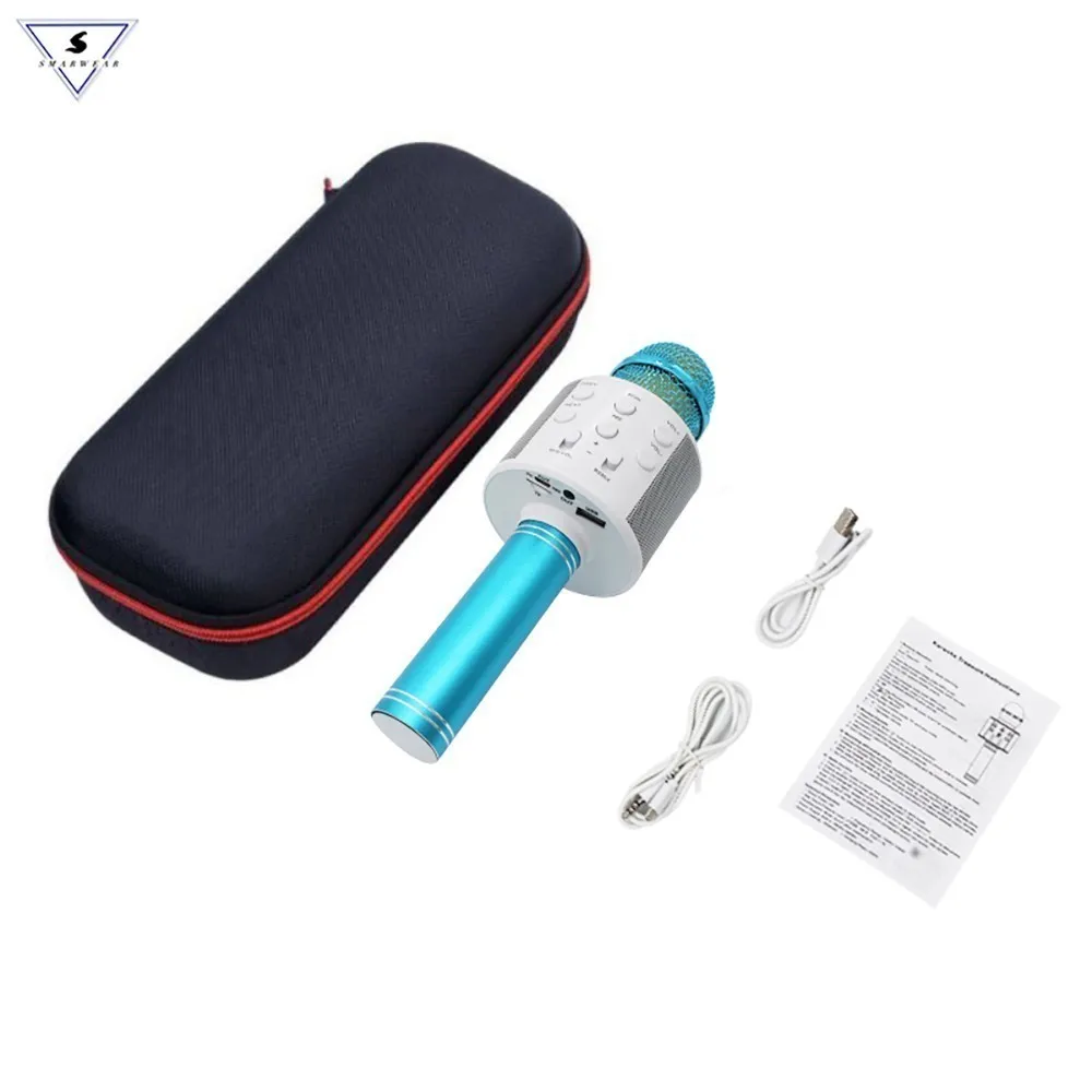 blue WS-858, bluetooth, микрофон, беспроводной, профессиональный, конденсаторный, караоке, микрофон, волшебный звук, микрофон, студия записи, Майка - Цвет: blue