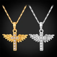angel wing necklace for women men gold color fashion jewelry vintage cross necklaces pendants p1106