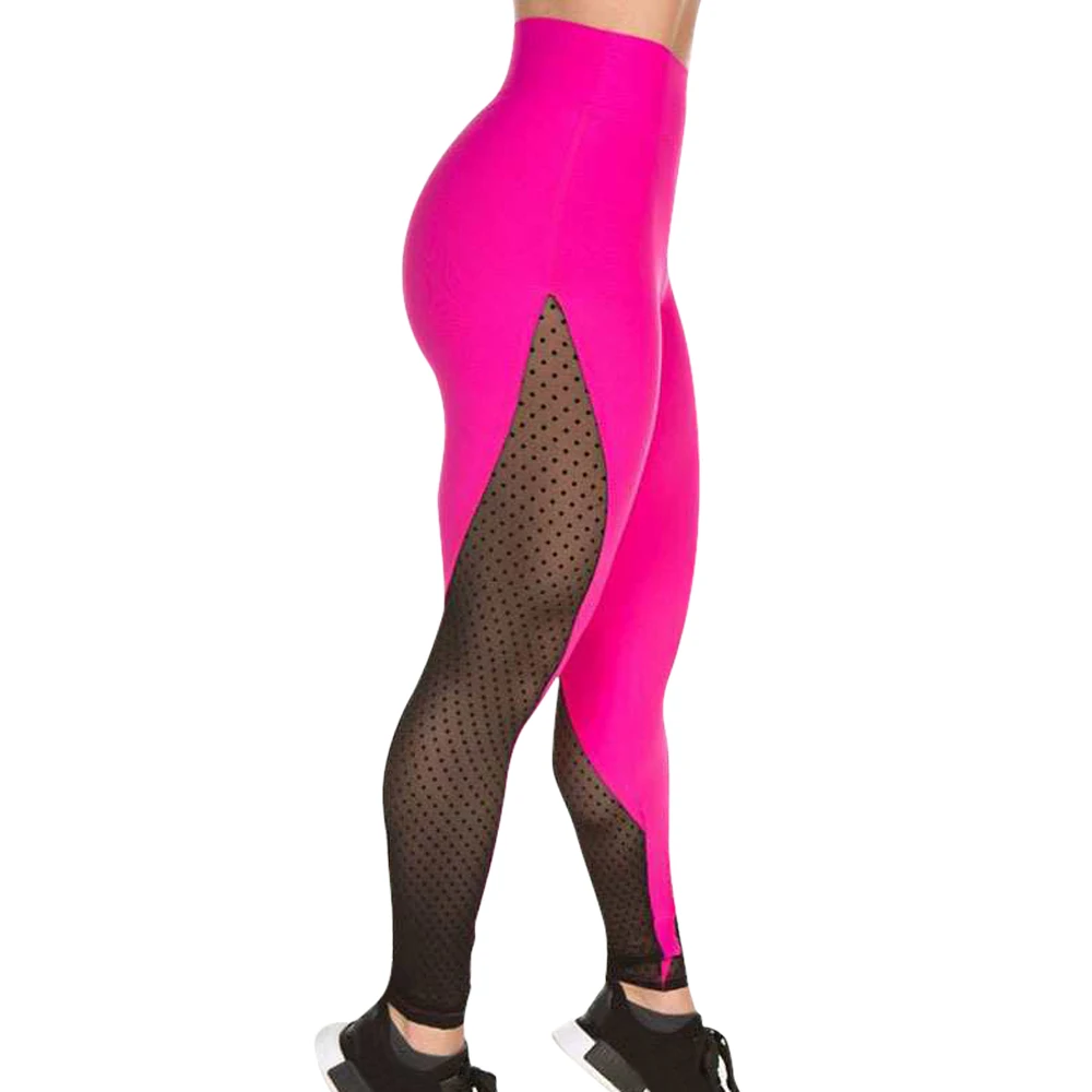 Женские штаны для бега сексуальные сетчатые в горошек с высокой талией занятий