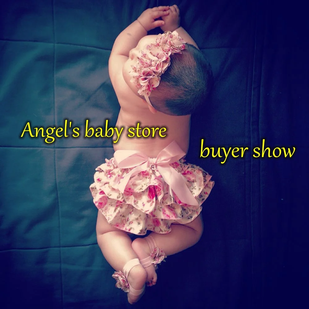 Комплект из трусиков с рюшами и повязки на голову Штаны для девочек цветочный