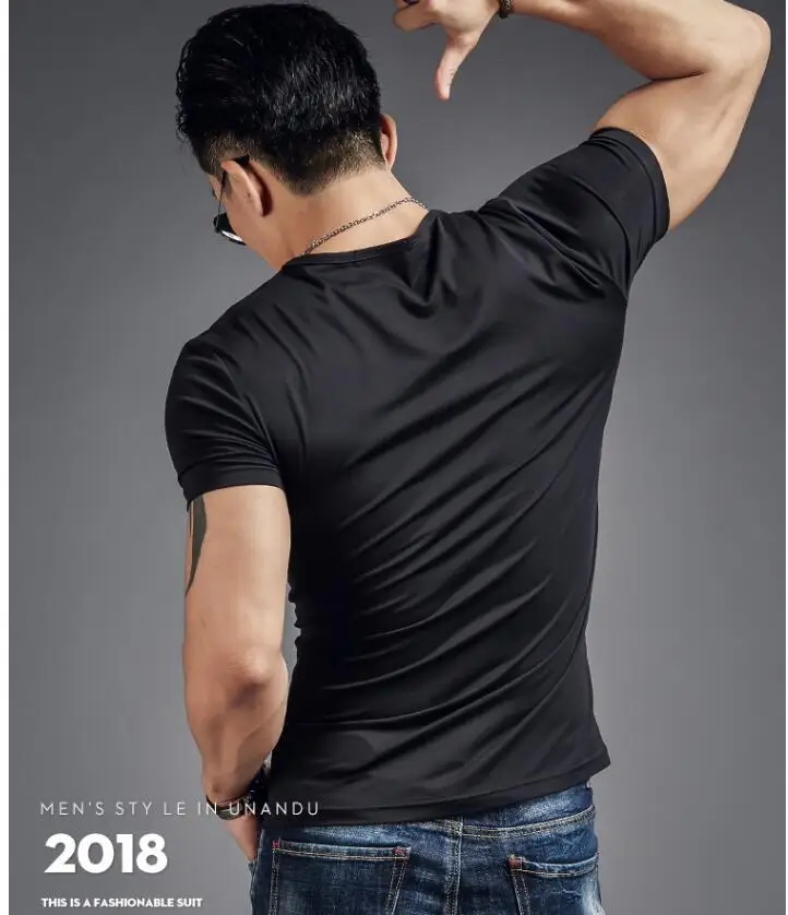 Men's short sleeve t-shirt modal skull drilling trend metrosexual man half | Мужская одежда