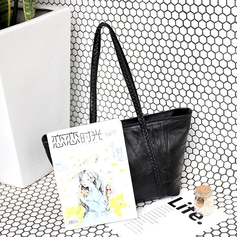 2018 большой мягкий кожаный мешок Для женщин Сумки дамы через плечо для на Женский