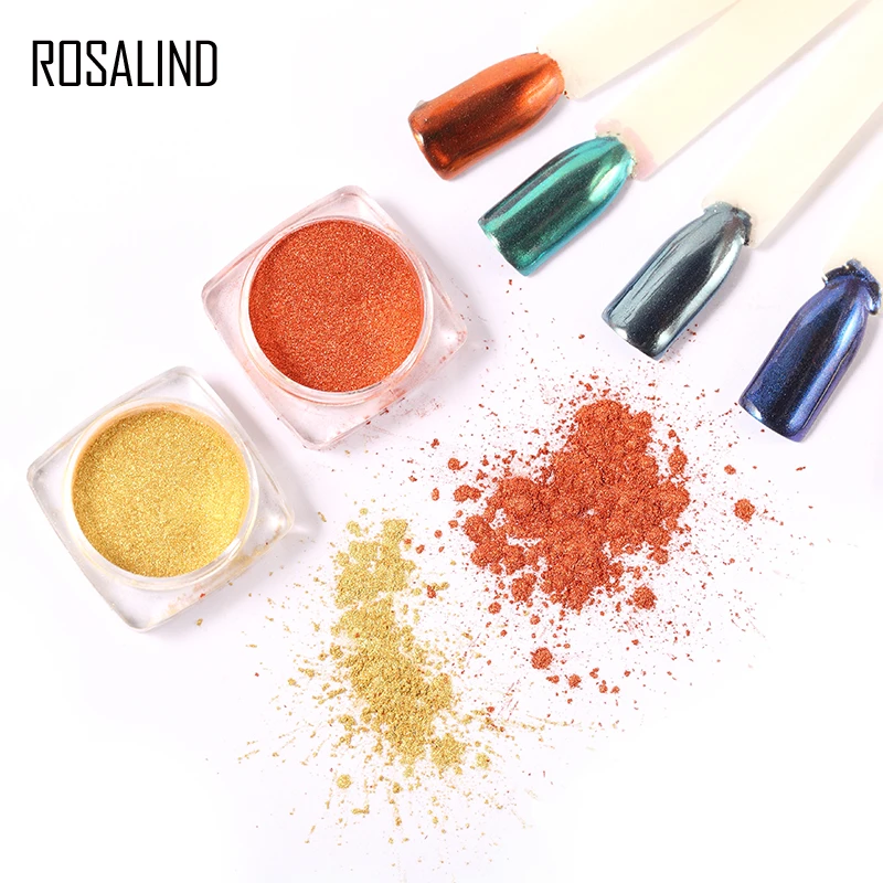 Золотистый/серебристый Блестящий зеркальный порошок ROSALIND 9 цветов ракушка для