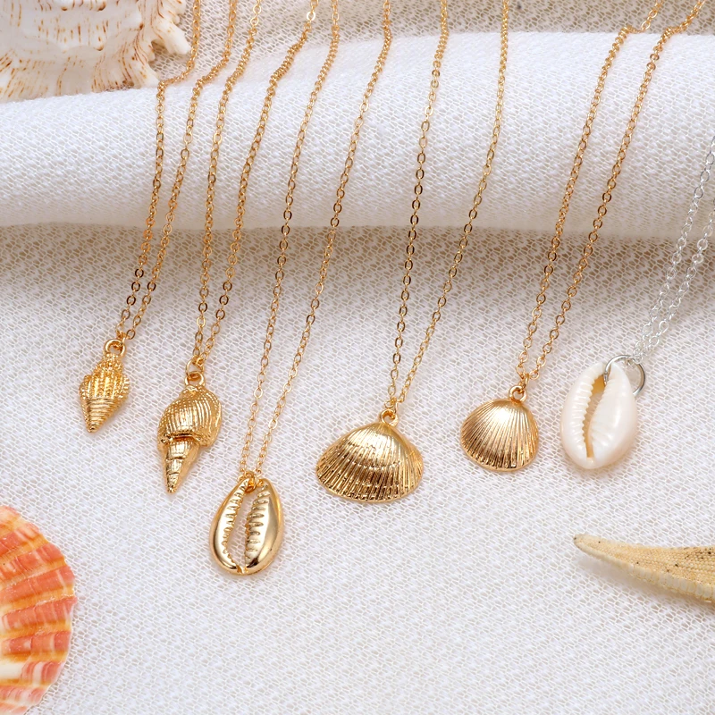 Ожерелье в стиле бохо женское с ракушками длинная цепь круглая Очаровательная