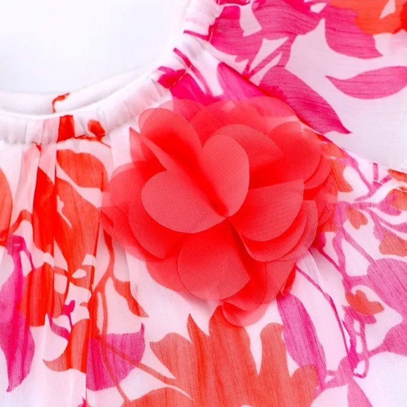 Комплект летней детской одежды с принтом для девочек шифоновая блузка рубашка