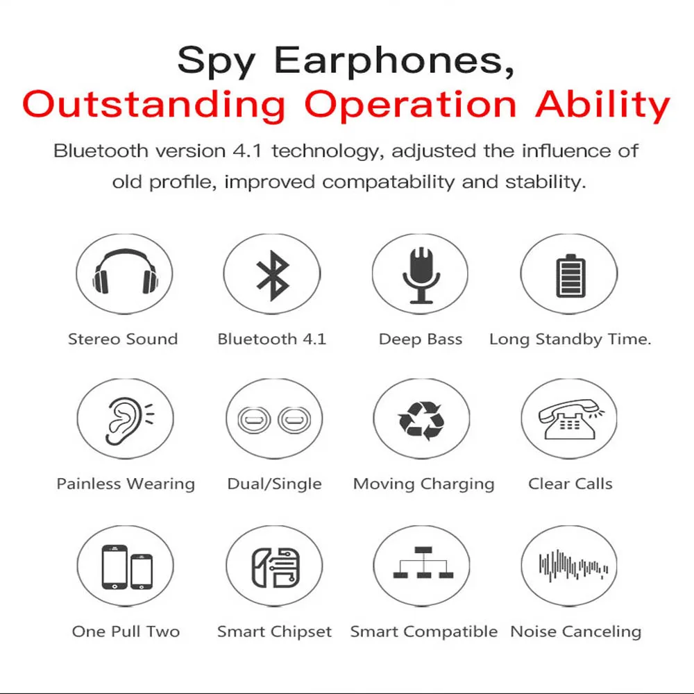 TWS беспроводные Bluetooth наушники мини стерео музыка гарнитура для телефона