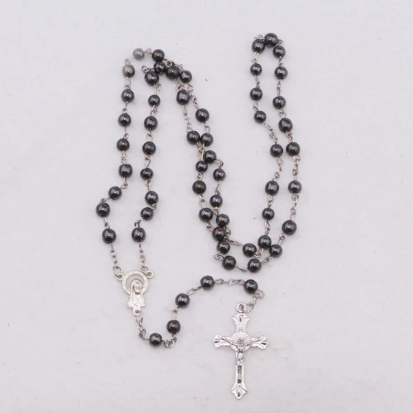 HIGH QULITY CATHOLIC ROSARY CROSS NECKLACE HEMATITE BLACK STONE BEADS WITH JERUSALEM SOIL&ampCRUCIFIX | Украшения и аксессуары
