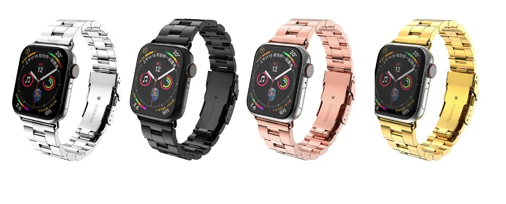 HOCO Band для Apple Watch Series 5 4 3 2 1 Двойная безопасная пряжка из нержавеющей стали для смарт-ремешка для часов для iWatch 5 44-миллиметровый 40-миллиметровый ремешок