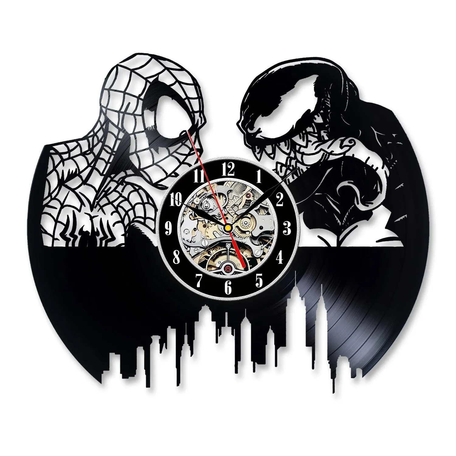 Horloge Мураль Человек-паук настенные часы дизайн для мальчиков комната Cd часы Висячие виниловые пластинки часы Тихий домашний декор 12 дюймов